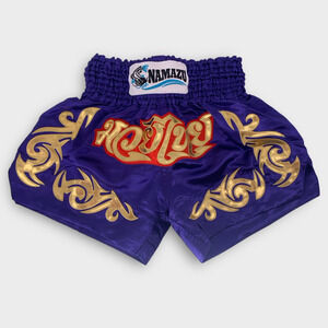 Namazu Muay Thai Kickboxing Boxing Shorts Purple Gold Halloween Costume S